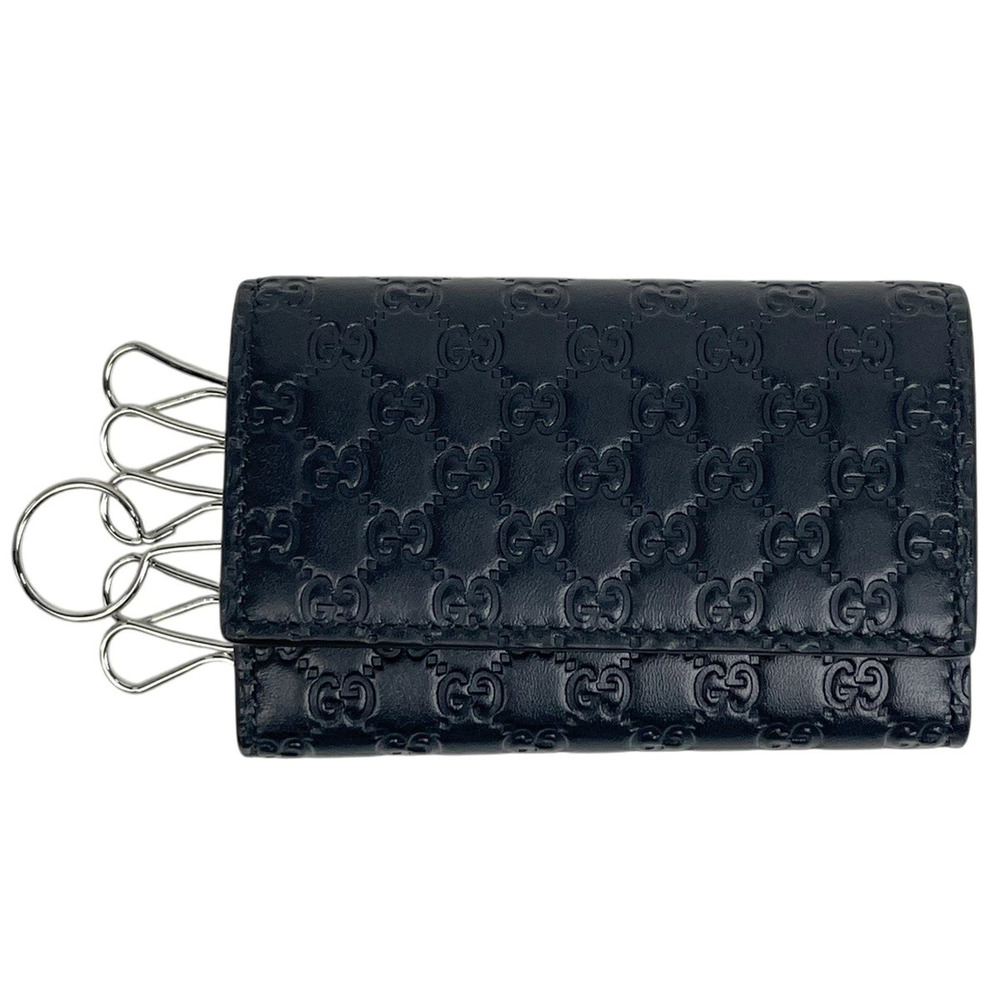 Gucci Microguccissima Case Key Hook Guccissima Leather Navy Blue